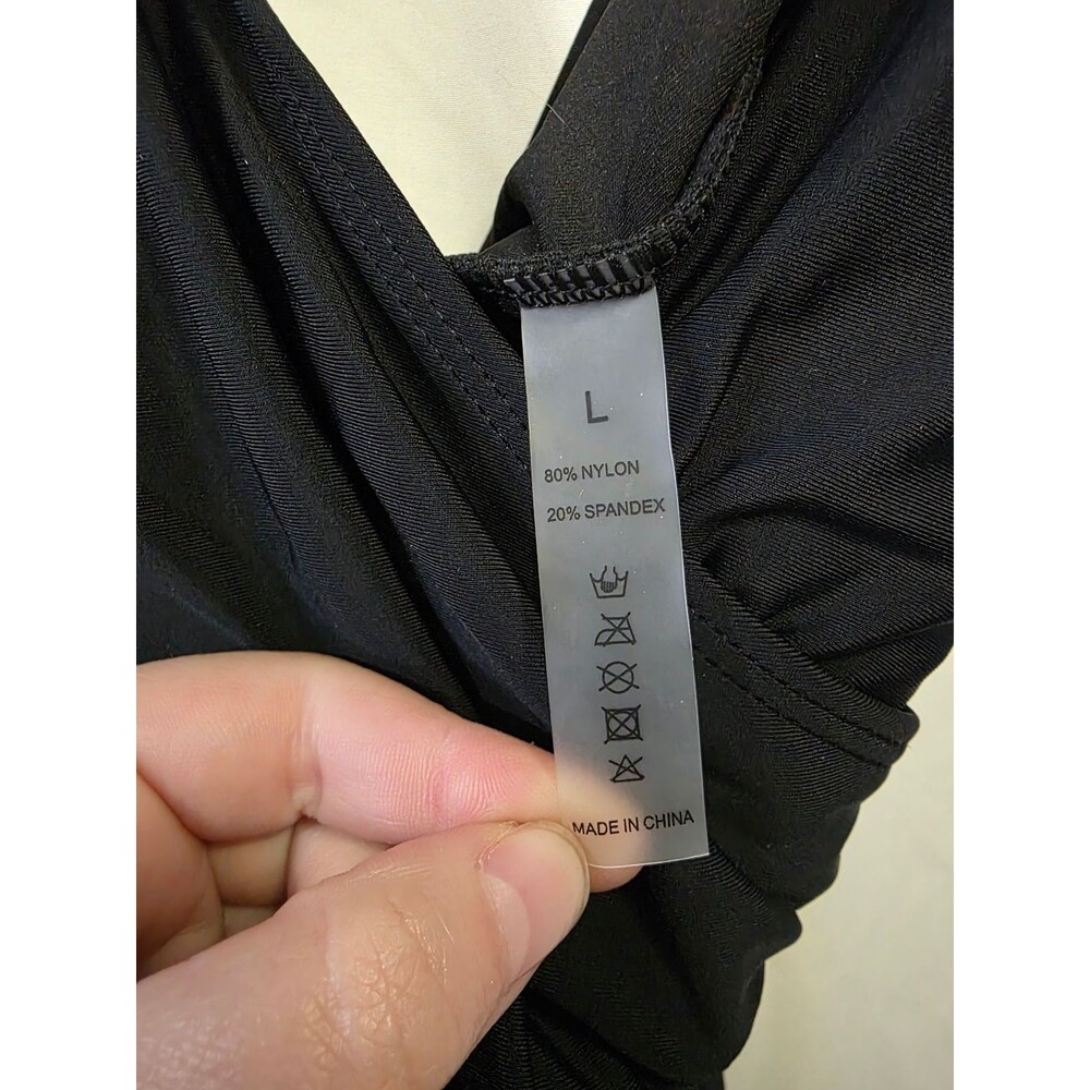 Women's Black One Piece Swimsuit L 80% Nylon 20% Spandex Made in China - Picture 3 of 5